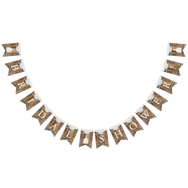 Bridal Shower in Rustic Wood and Lace Bunting Flags (All)