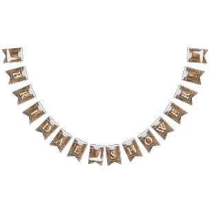 Bridal Shower in Rustic Wood and White Lace Bunting Flags