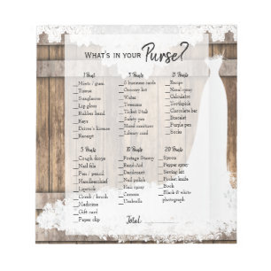 Bridal Shower in Rustic Wood and White Lace Game Notepad