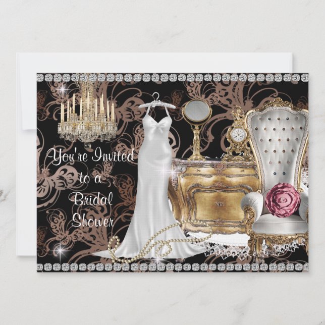BRIDAL SHOWER INVITATION Antique Wallpaper (Front)