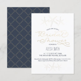 Bridal Shower Invitation - Beach, Starfish, Gold