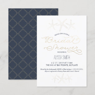 Bridal Shower Invitation - Beach, Starfish, Gold