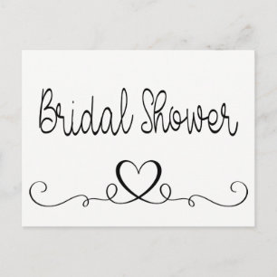 Bridal Shower Invitation Black White Hearts Love Postcard