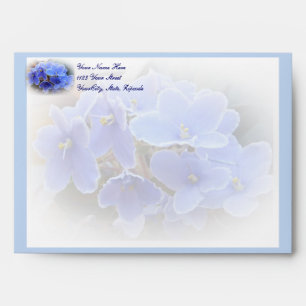 Bridal Shower Invitation Blue African Violets Envelopes