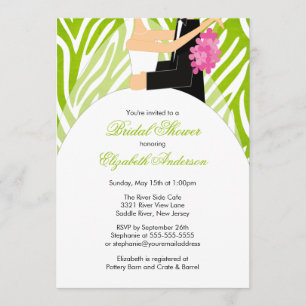 Bridal Shower Invitation Bride Lime Green Zebra