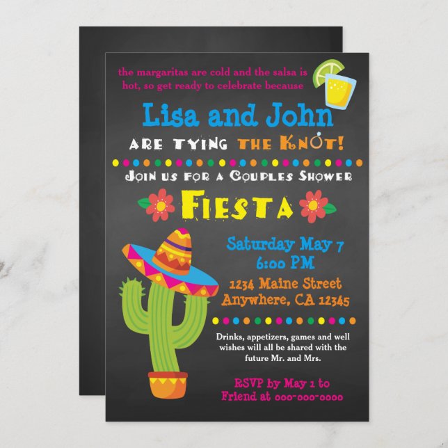 Bridal Shower Invitation- Couples, Fiesta Invitation (Front/Back)