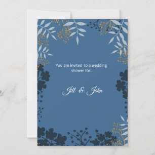 Bridal Shower Invitation Elegant Botanical Blue