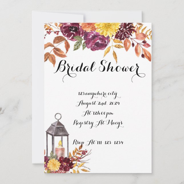 BRIDAL SHOWER INVITATION, FALL AND AUTUMN INVITE (Front)