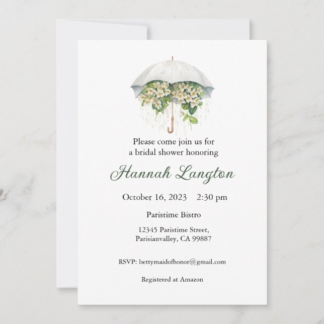 Bridal Shower Invitation, Floral Bridal Shower  Invitation (Front)
