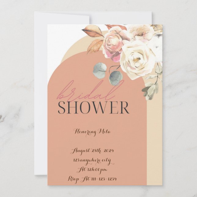 bridal shower invitation,floral,digital invitation (Front)