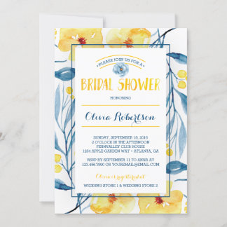Bridal Shower Invitation, Floral Watercolor Invitation