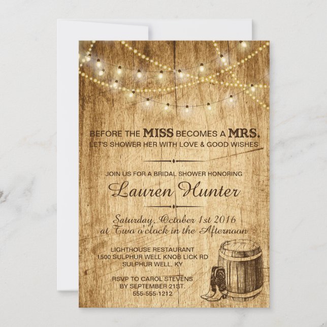 Bridal Shower invitation for a country wedding (Front)