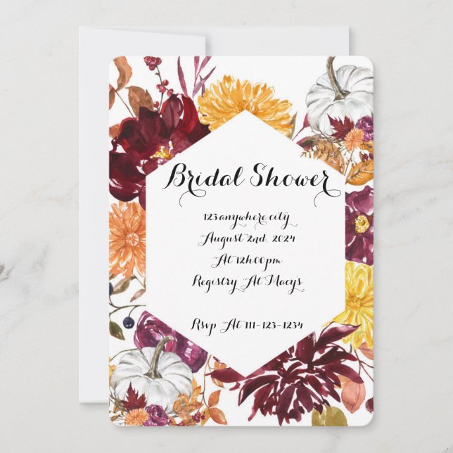 BRIDAL SHOWER INVITATION FOR THE  FALL (Front)