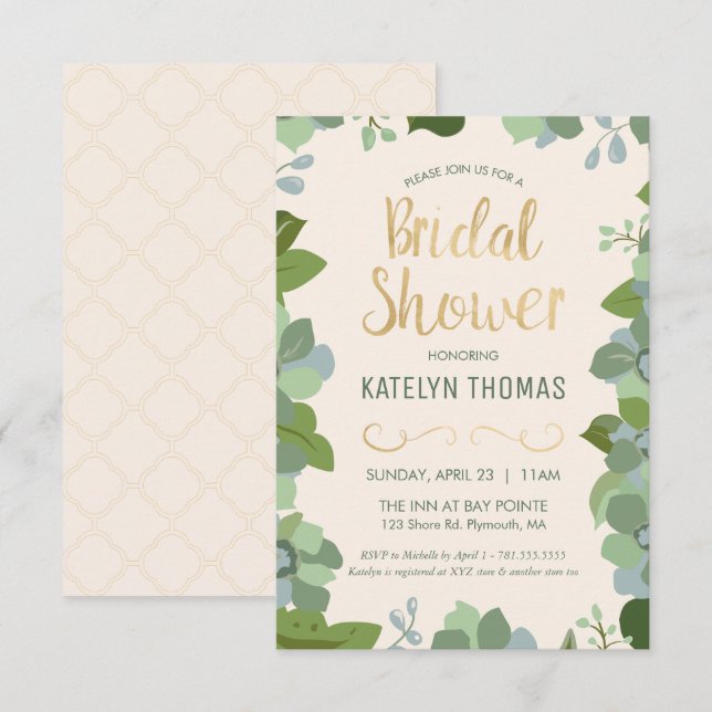 Bridal Shower Invitation - Garden, Custom, Floral (Front/Back)