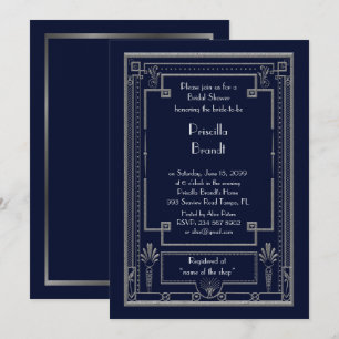 Bridal Shower invitation,great Gatsby gold silver Invitation