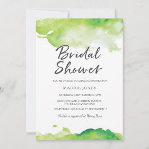 Bridal Shower Invitation   Green watercolor