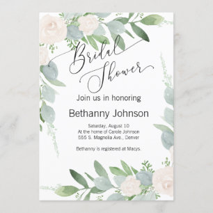 Bridal Shower Invitation greenery and blush