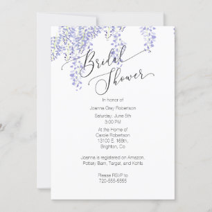 Bridal Shower Invitation Lavender Wisteria