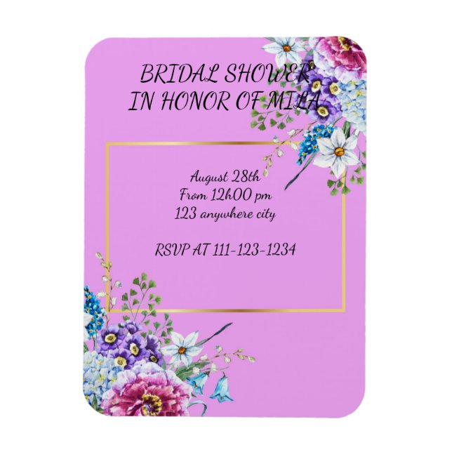 BRIDAL SHOWER INVITATION MAGNET (Vertical)