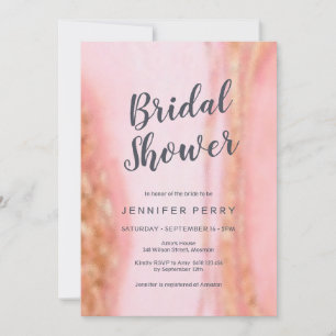 Bridal Shower Invitation - Pink gold glitter