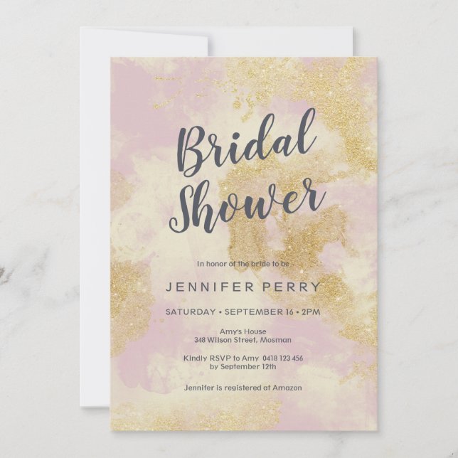 Bridal Shower Invitation - Pink gold glitter (Front)