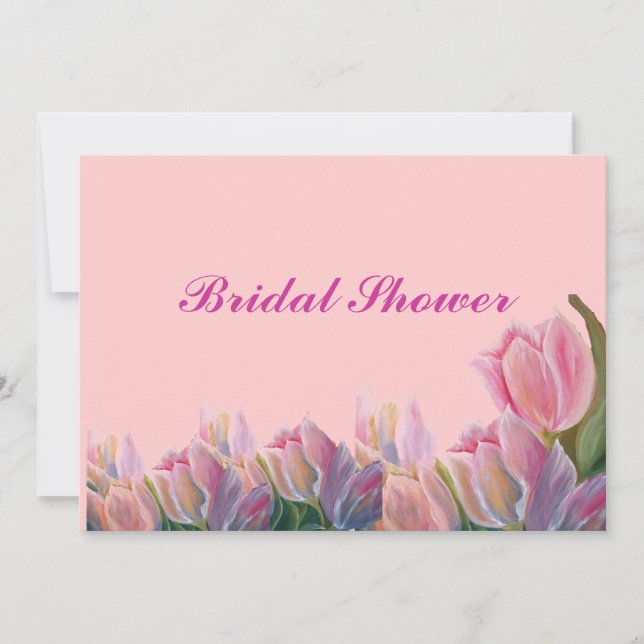 Bridal shower invitation - PINK TULIPS (Front)