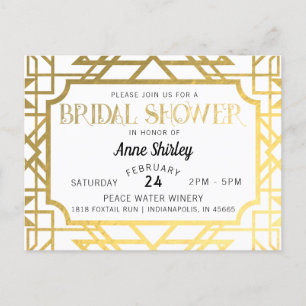 Bridal Shower Invitation Postcard Art Deco Gatsby