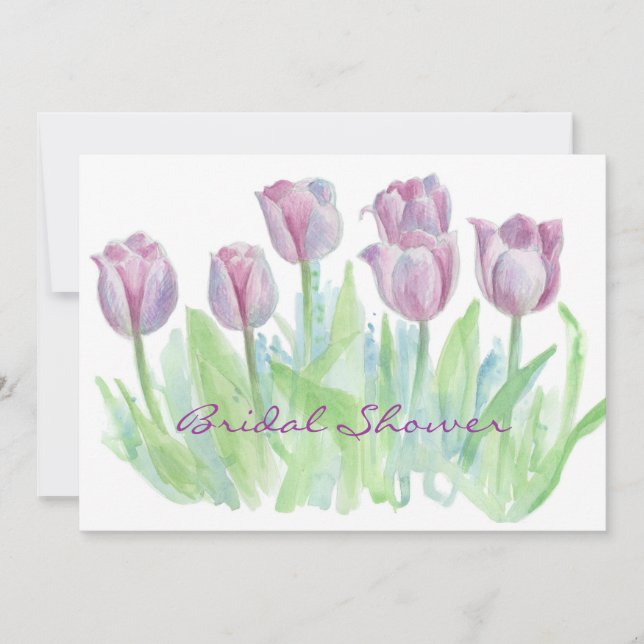 Bridal Shower Invitation Purple Tulip Flowers (Front)