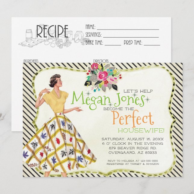 Bridal Shower Invitation | Retro Housewife (Front/Back)