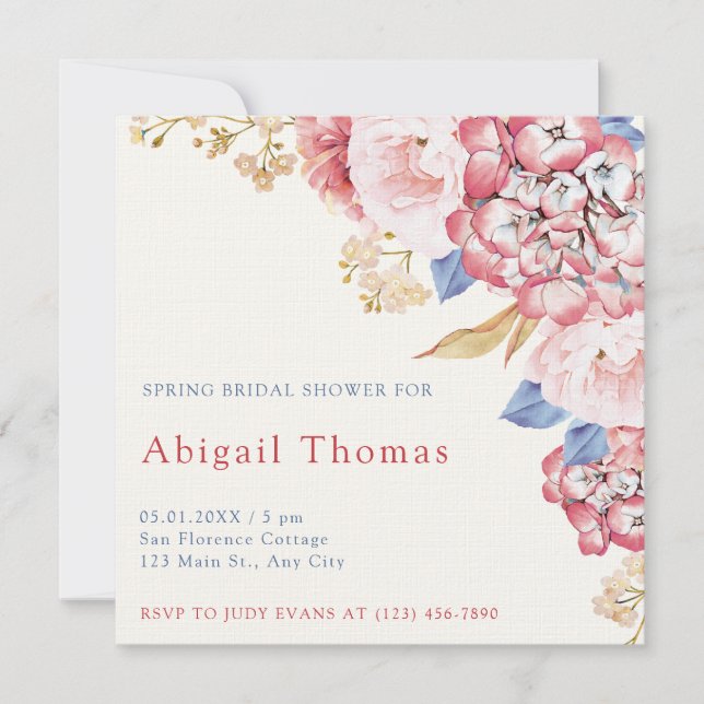 Bridal Shower Invitation Spring Pastel Florals (Front)
