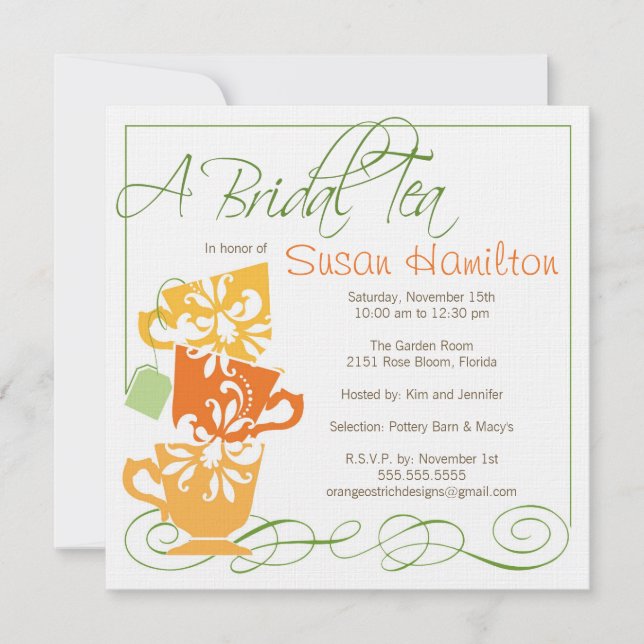 Bridal Shower Invitation - Tea (Front)