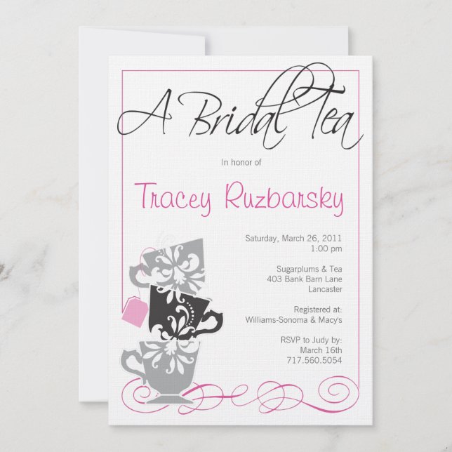 Bridal Shower Invitation - Tea (Front)