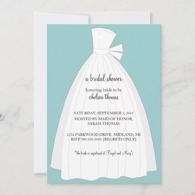 Bridal Shower Invitation {Teal Blue} (Front)