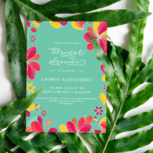 Bridal Shower Invitation, Tropical, Hawaiian, Luau Invitation