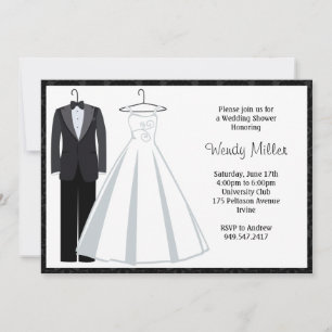 Bridal Shower Invitation - Tux and Wedding Dress