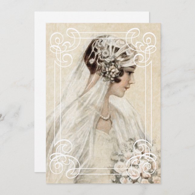 Bridal Shower Invitation Vintage Bride w/Frame (Front/Back)