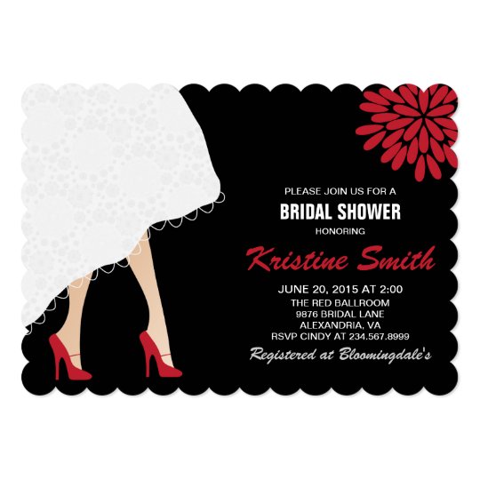 Bridal Shower Invitation w/ Red High Heel Shoes