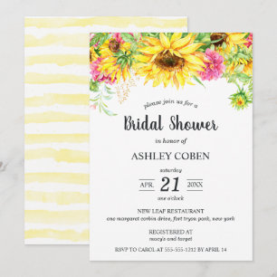 Bridal Shower Invitation with Cascading Sunflowers
