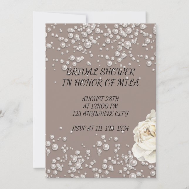 BRIDAL SHOWER INVITATION WITH FAUX PEARLS (Front)