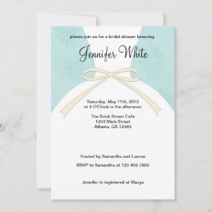 Bridal Shower Invitations Blue Dress