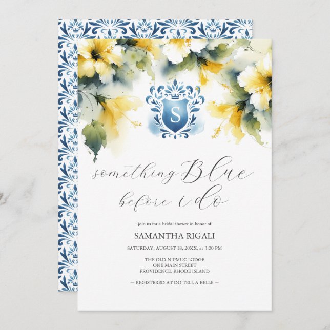 Bridal Shower Invitations Something Blue (Front/Back)