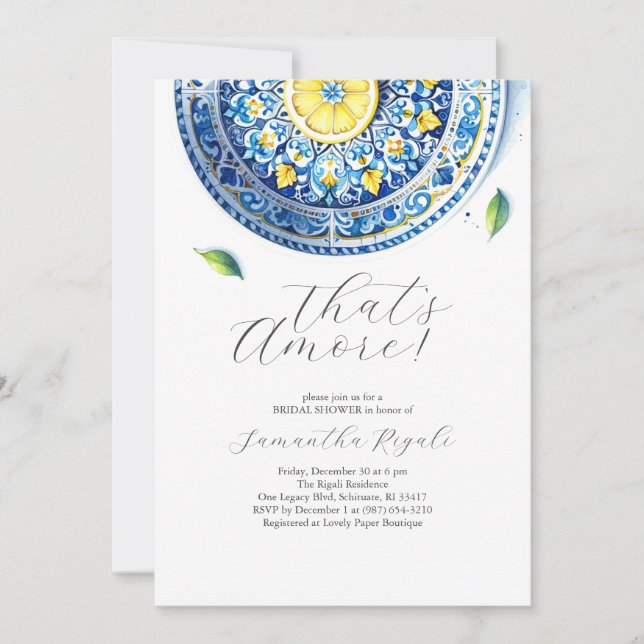 Bridal Shower Invitations That's Amore Theme (Front)