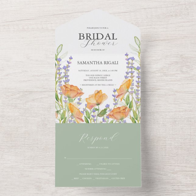 Bridal Shower Invitations Watercolor Wildflowers (Inside)