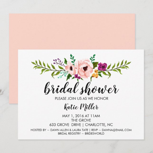 Bridal Shower Invite - Flower Crown II (Front/Back)