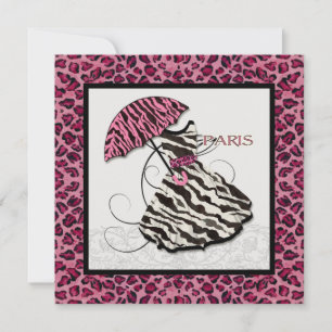 Bridal Shower Invite Leopard, Retro Dress, Paris