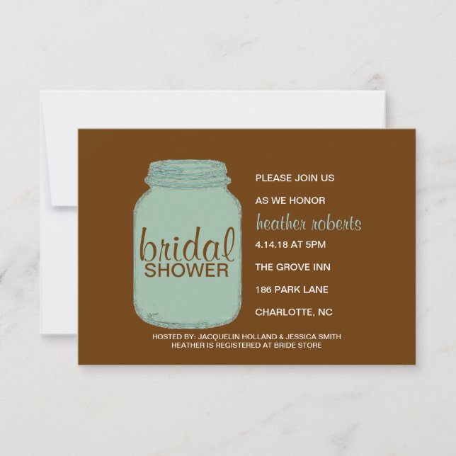 Bridal Shower Invite - Mason Jar - brown (Front)