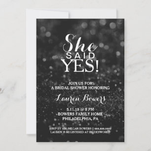 Bridal Shower Invite - She Said Yes Black