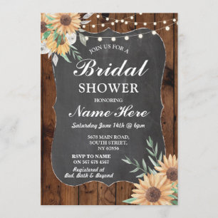 Bridal Shower Invite Sunflower Wood Floral