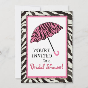 Bridal Shower Invite Zebra, Leopard 'n Umbrella