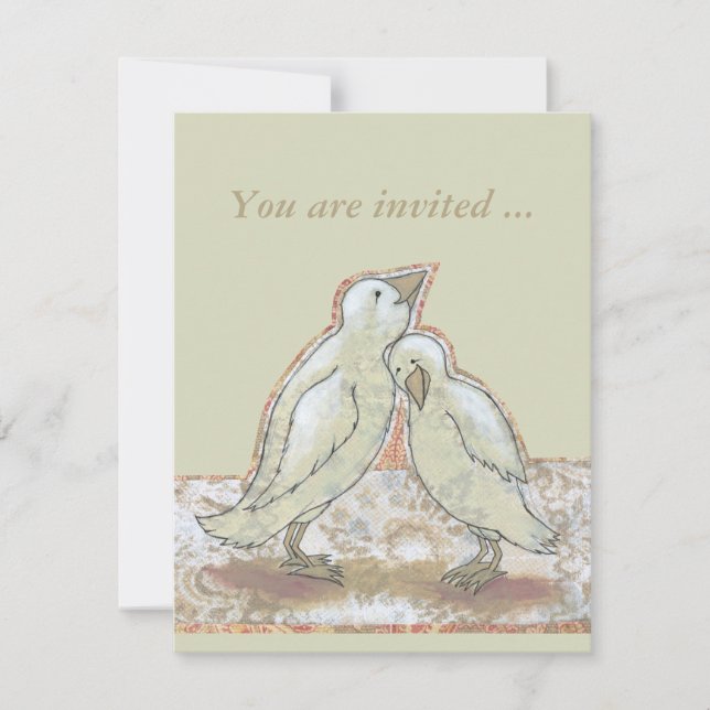 Bridal shower invites fun perfect couple bird art (Front)